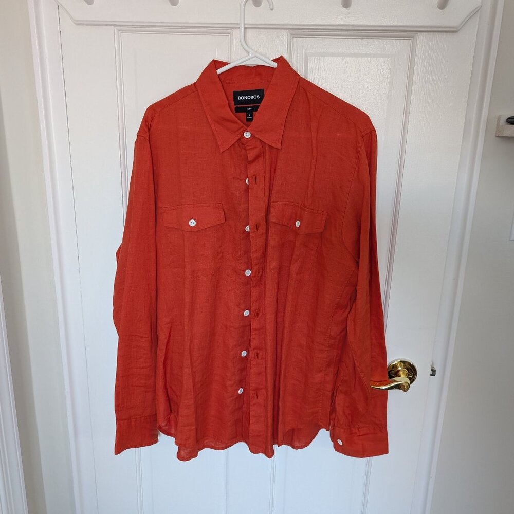 Bonobos 100% Linen button down - Size Large slim fit